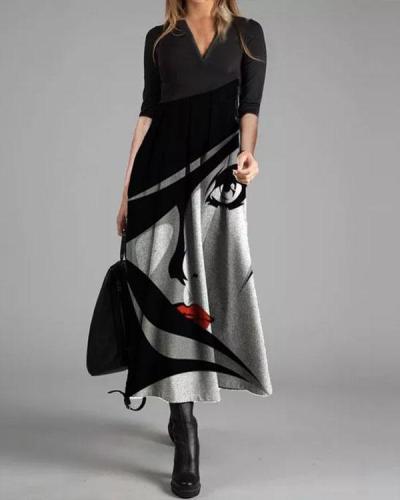 Elegant Gowns Character Print Maxi X-line Dress