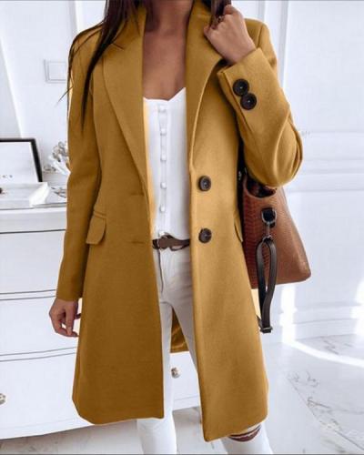 Long Sleeve Buttons Trench Coats