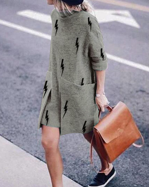 Casual Loose Round Neck Long Sleeve Dress