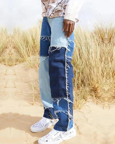 Men's Patchwork Corduroy Jeans