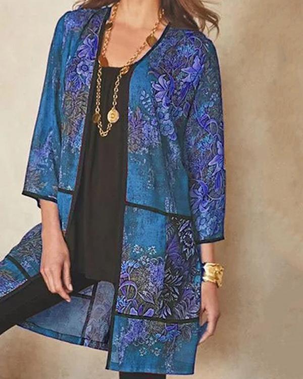 Women Print Casual Long Cardigan