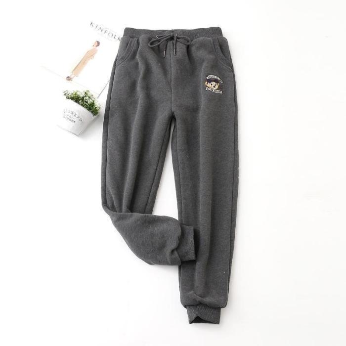 Women Solid Color Casual Daily Warm Pants