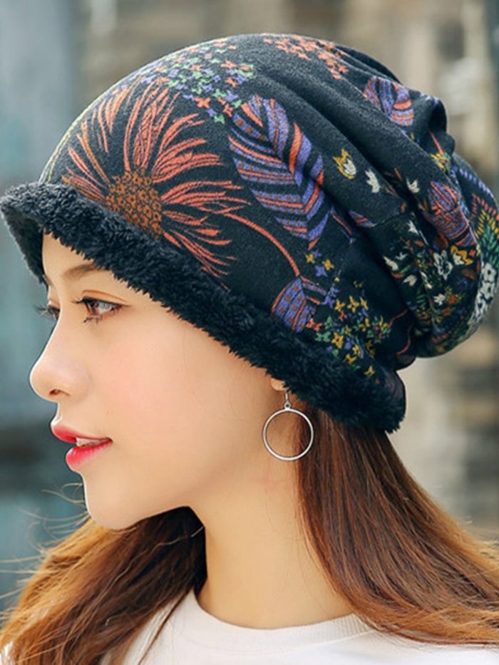 Womens Cotton Beanie Hat Vintage Good Elastic Warm Turban Scarf Caps