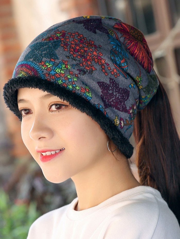 Womens Cotton Beanie Hat Vintage Good Elastic Warm Turban Scarf Caps