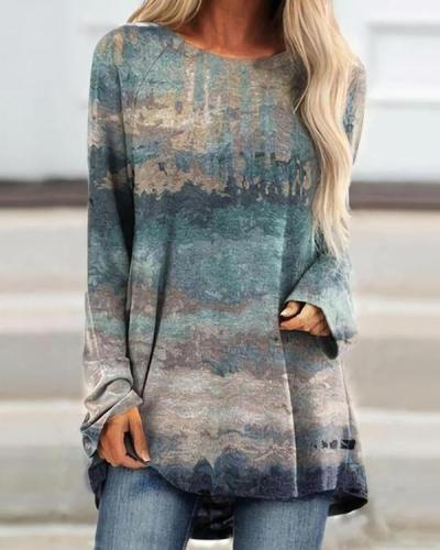 Women's Ombre Color Block Autumn T-Shirt