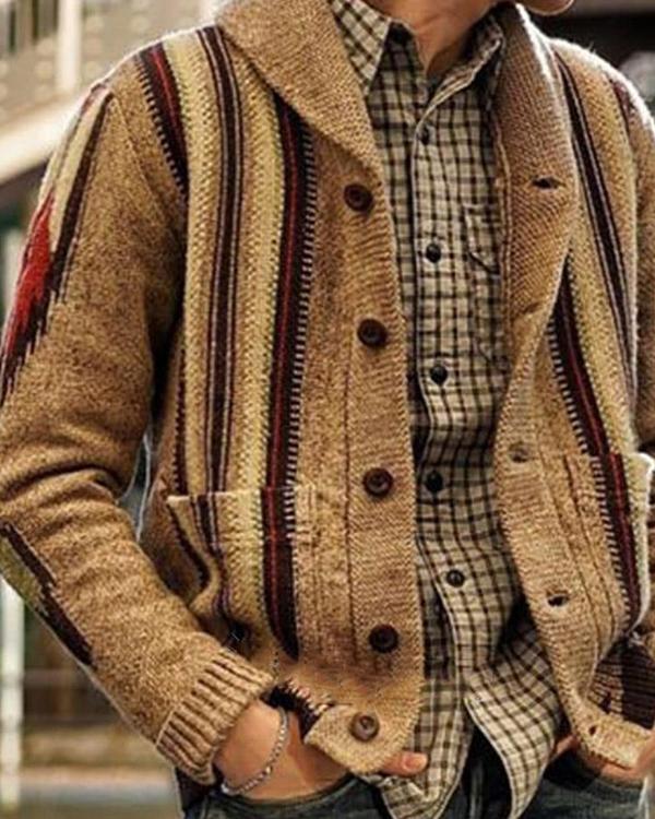 Fashionable Long Sleeve Jacquard Cardigan