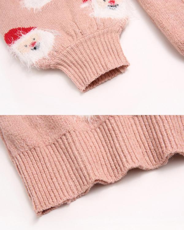 Women Santa Claus Pink Sweater
