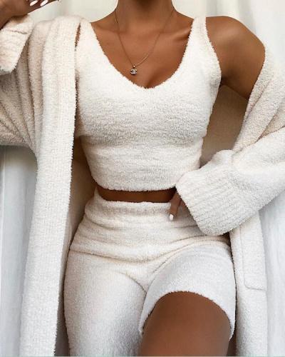 Super Soft Knit Pajamas Homewear Vest+Shorts