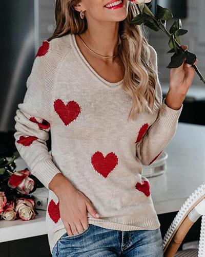 Women's Heart Print Sweater