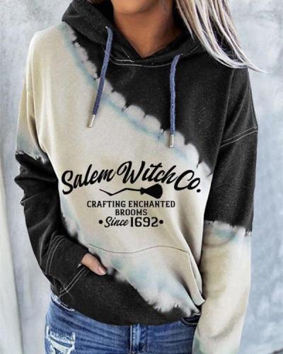 Women's Cozy Print Round Neck Hooded Sweatshirt