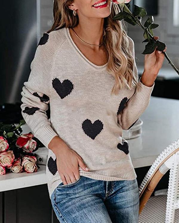 Women's Heart Print Sweater