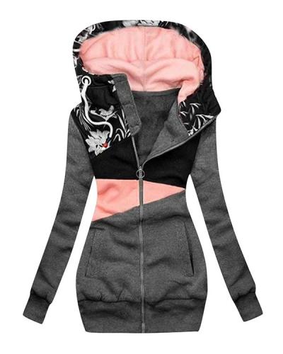 Women's Vacation Patchwork Extended Hooded Jacket