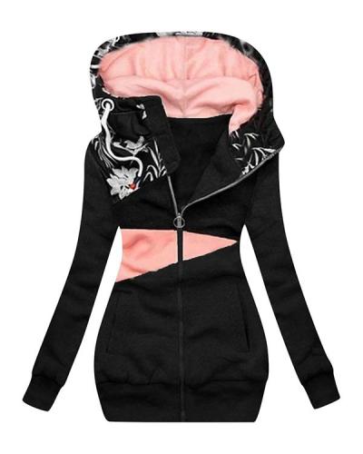 Women's Vacation Patchwork Extended Hooded Jacket