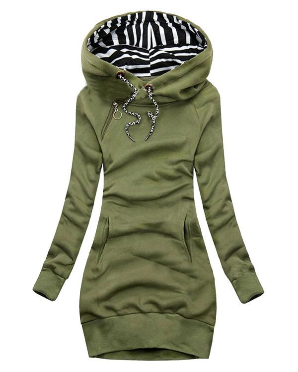 Women's Long Sleeve Cotton Slim Fit Midi Hoodie Dress