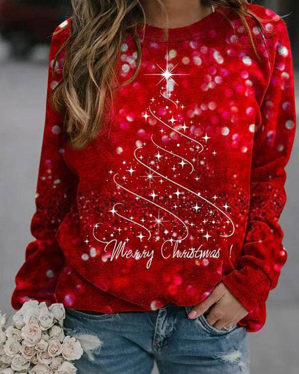 Women's Merry Christmas Red Shining Sweatshirt