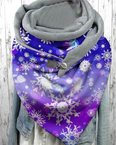 Women Ombre Snowflake Christmas Scarves with Button