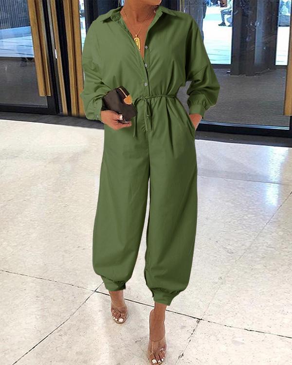Women's Loose Casual Long Sleeves Jumpsuits