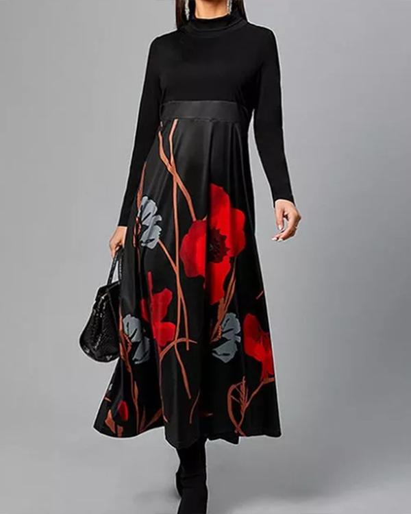 US$ 32.99 - Vintage Floral Tunic Round Neckline A-line Dress - www ...