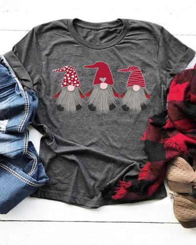 Valentine Love Heart Gnomies T-Shirt Tee