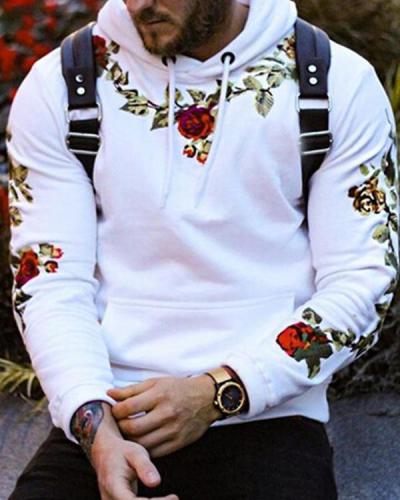 Fashion Mens Floral Embroidery Sweatshirts Hoodie