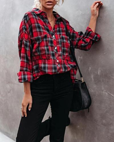 Women's Casual All Match Plaid Cotton Shirt