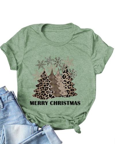 Christmas Tree Print O-Neck T-Shirt Tee