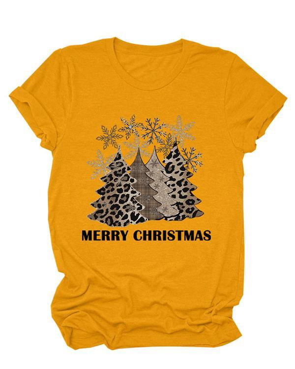 Christmas Tree Print O-Neck T-Shirt Tee