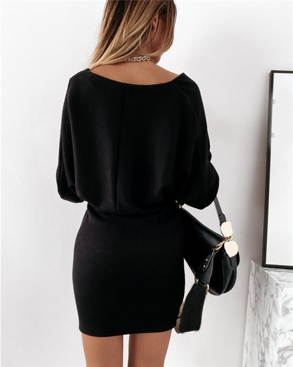 Solid Long Sleeves Bodycon Above Knee Little Black/Elegant Dresses