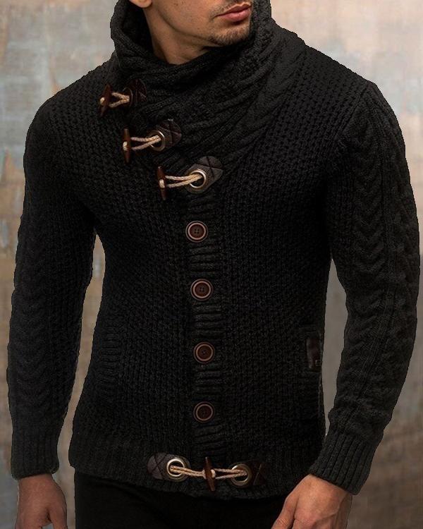 Men's Solid Button Casual Knitting Outerwear