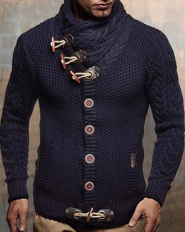 Men's Solid Button Casual Knitting Outerwear