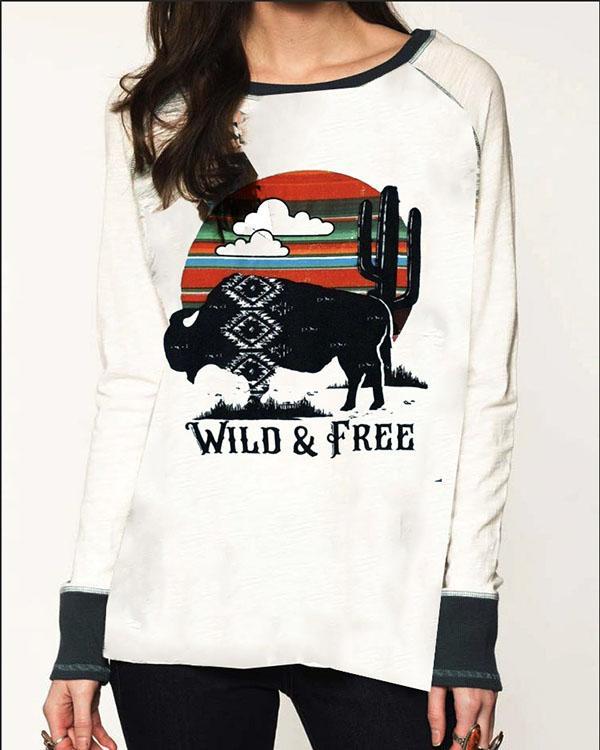 Casual Fashion Wild Free Letter Rhinoceros Cloud Print T-shirt