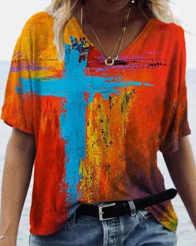 Graffiti Cross Painting Print T-shirt