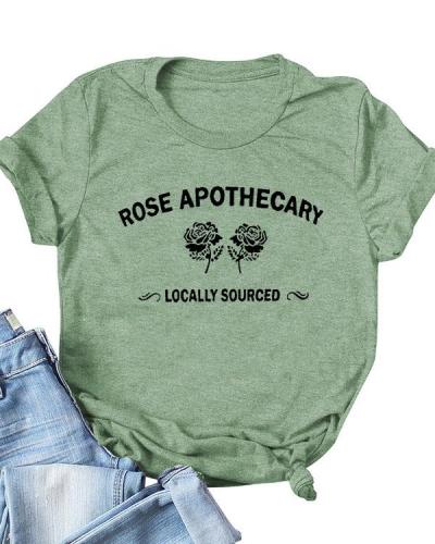 Rose Apothecary Letter Print Daily Casual T-shirts