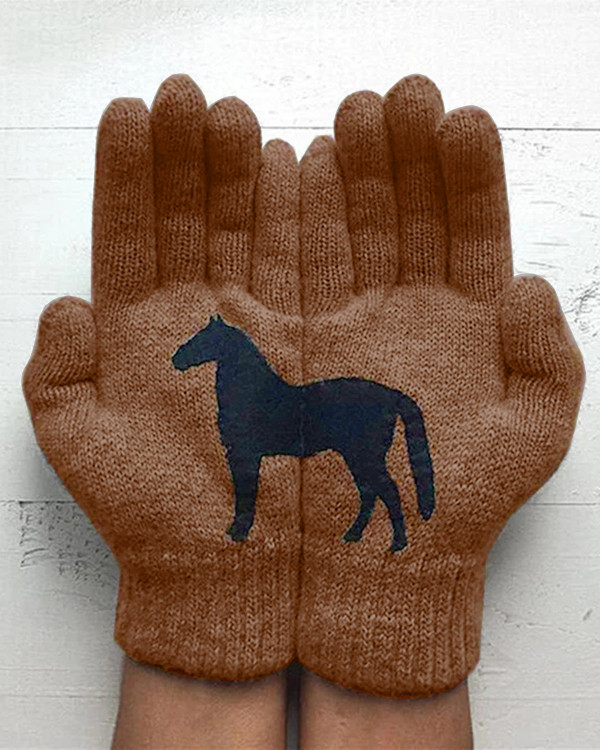 Horse Print Polyester Gloves