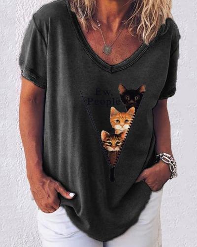 Lovely Cats Print Sweety Shift T-shirt