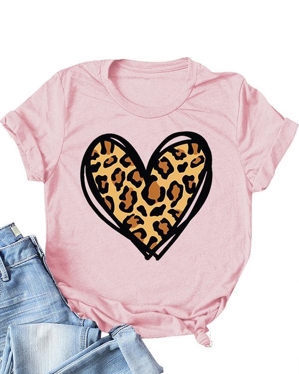 Valentine's Day Printed Love Heart Short Sleeves T-Shirt