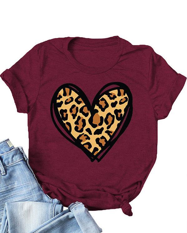 Valentine's Day Printed Love Heart Short Sleeves T-Shirt