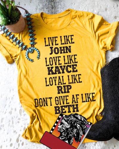 Live Like John Print Daily Short Sleeves T-Shirts