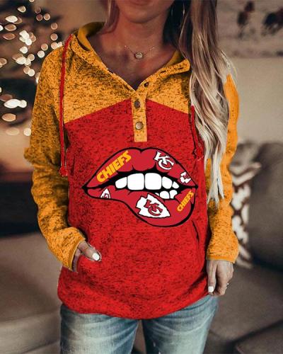 Women Print Love Heart Long Sleeves Hoodie