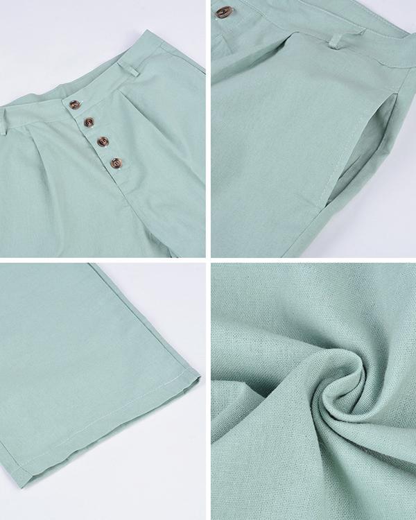Women Plain Buttoned Pockets New Pants
