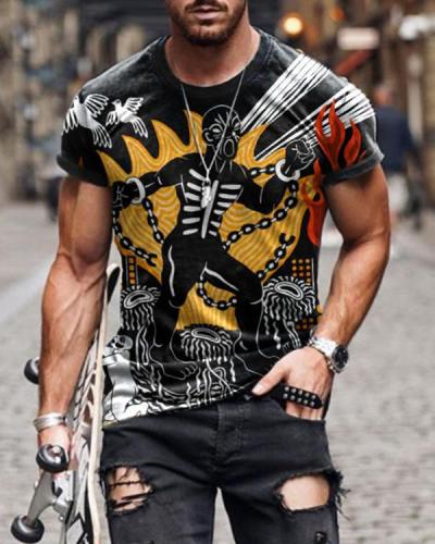 Men's Graffiti Print Short Sleeve T-shirt