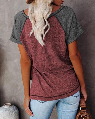 Contrast Basic Casual Short Sleeve T-shirt