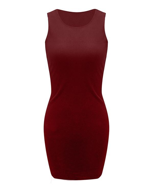 Women Solid Color Bodycon Mini Dresses