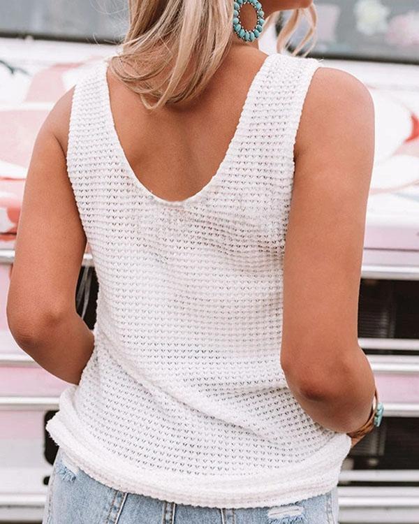 Sleeveless Knitted Pocket T-shirt Fashion Vests