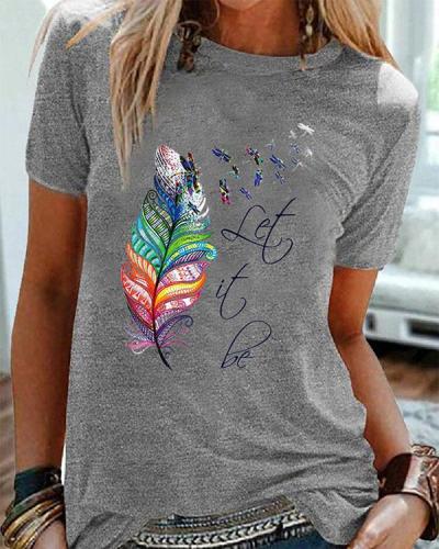 Women Printed Crew Neck Casual Shirts & Tops