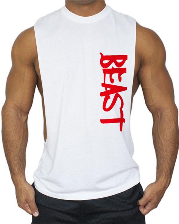 Men's Fashion O-Neck Fitness Letter Printing Casual Vest