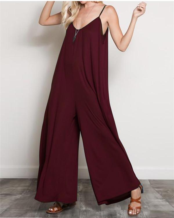 US 30.99 Women's Casual VNeck Sleeveless Oversized Jumpsuit www