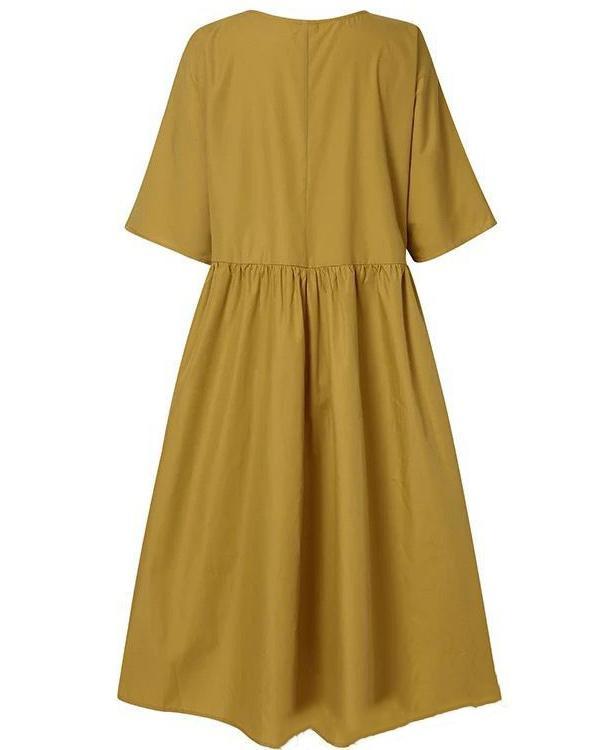 Womens 3/4 Sleeve Casual Kaftan Dresses Plus Size Solid Basic Shirt Dress