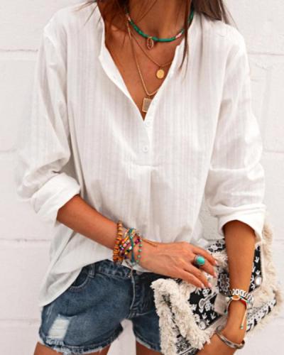 Casual Women Long Sleeve Linen Blouses