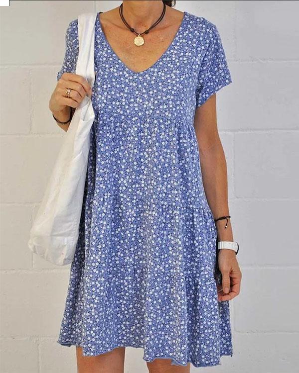 Casual Floral Ruffle Dress